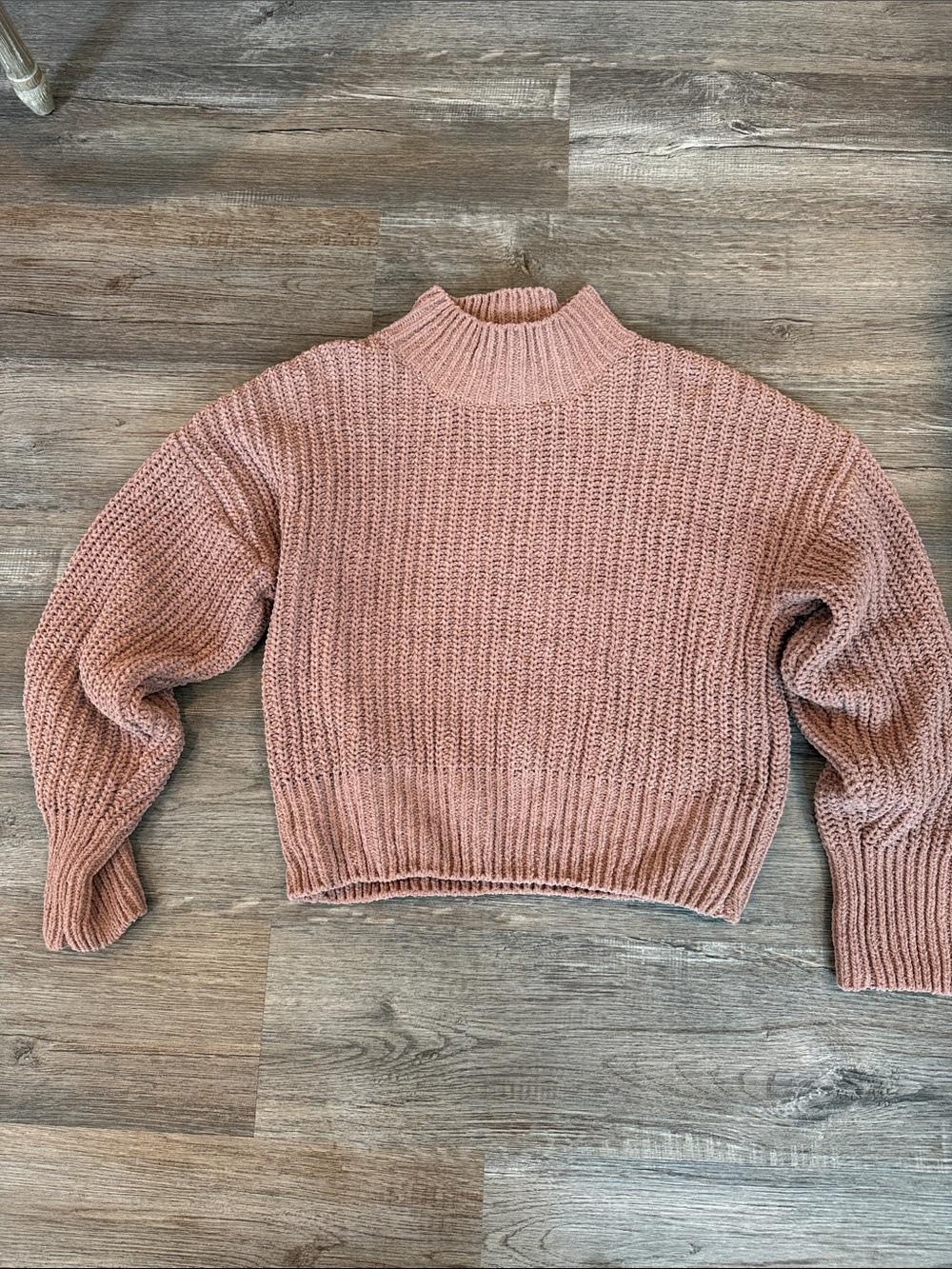 Double Zero Rose Pink Mock Neck Chunky Knit Sweater